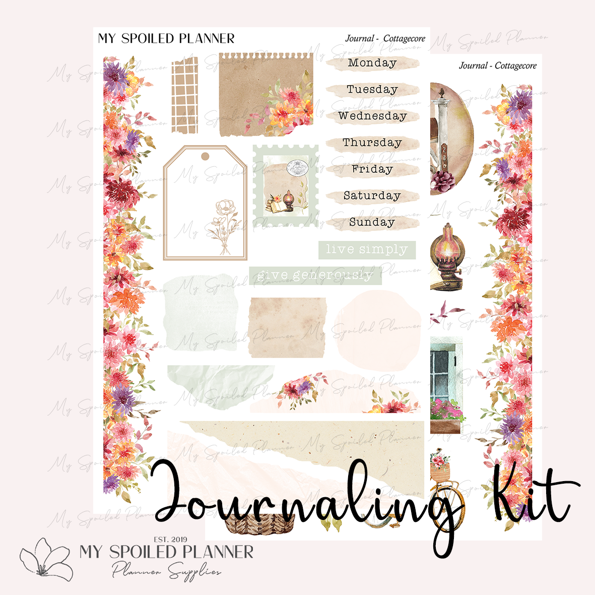 Cottagecore Vintage Journaling Sticker Kit – My Spoiled Planner